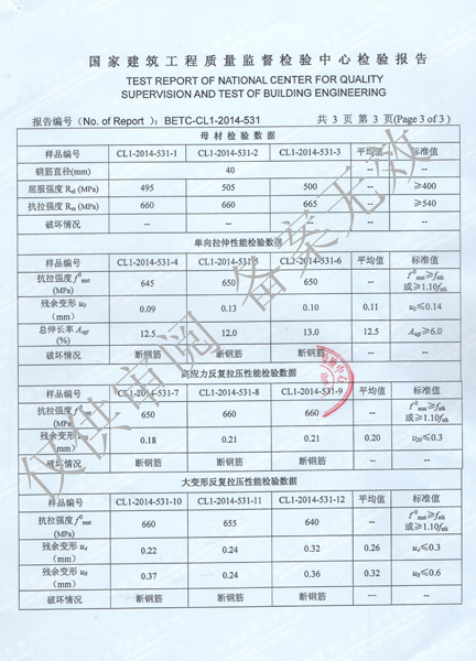 固力士鋼筋機械連接用套筒檢驗報告